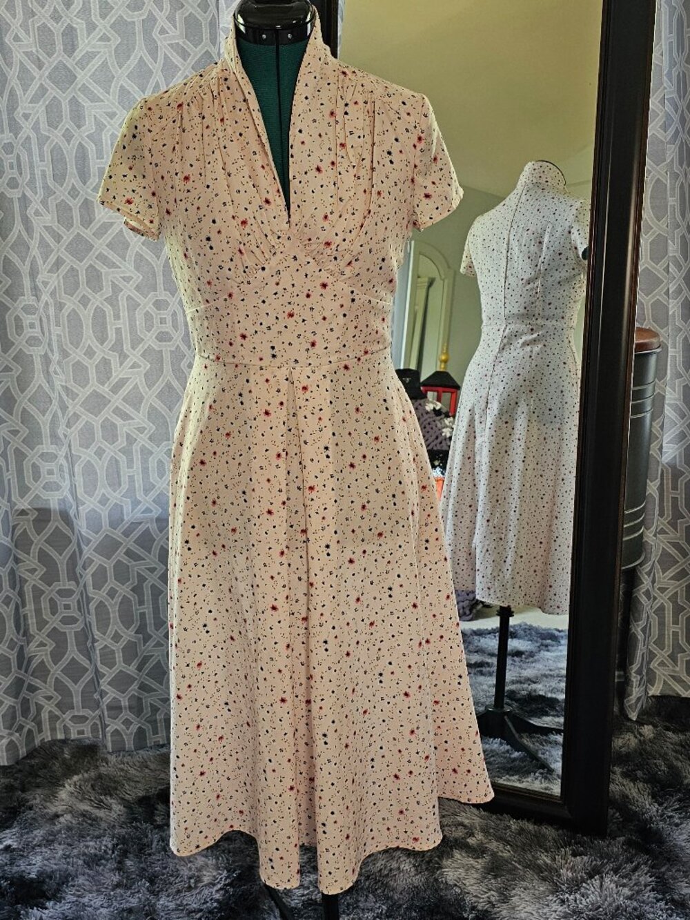 Zapaka Vintage‑Inspired Polka Dot Fit & Flare Dress – Size S